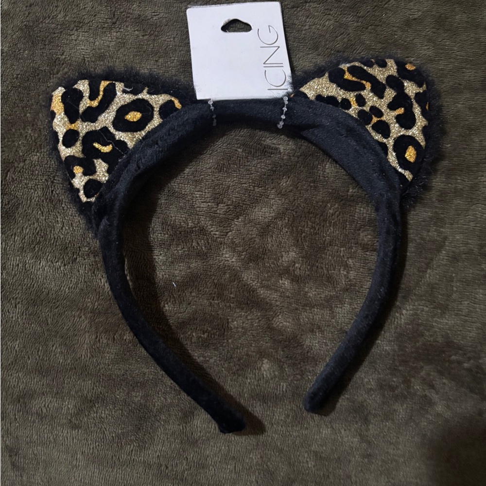 Icing Black and Gold Leopard Cat Ear Headband